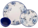 Aparelho de Jantar 12 Peças Alleanza Cerâmica Branco e Azul Redondo Antique