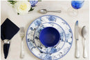 Aparelho de Jantar 12 Peças Alleanza Cerâmica Branco e Azul Redondo Antique
