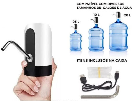 Bomba Elétrica Recarregável para Galão de Água Universal