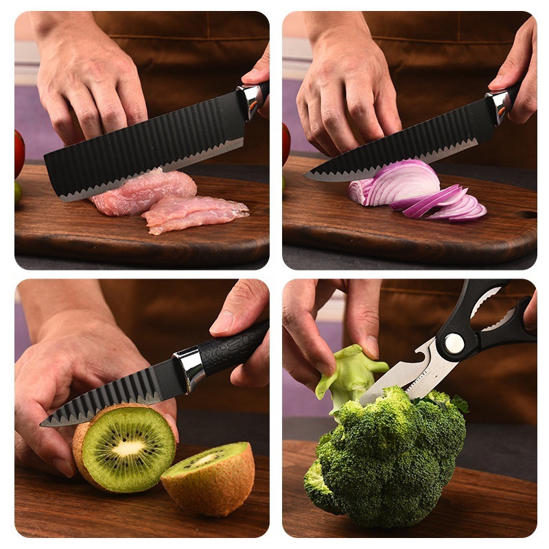 Kit de 6 Facas Churrasco inox cozinha Profissional Antiaderente-envio imediato