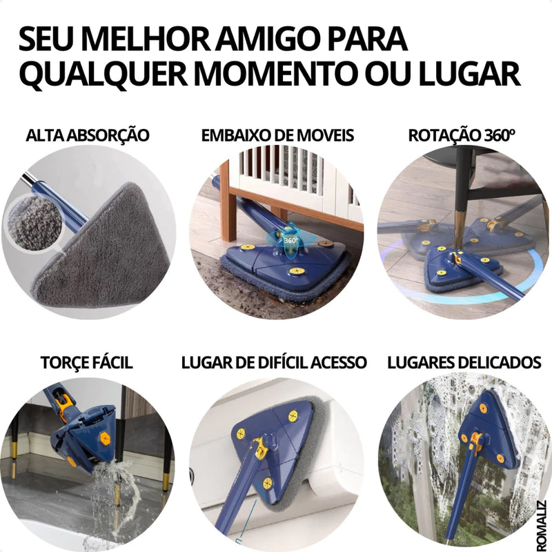 Mop de Limpeza Giratório com 2 Refil