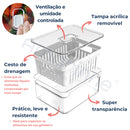 Organizador de Geladeira com Tampa e Cesto (Kit 4 Unidades)