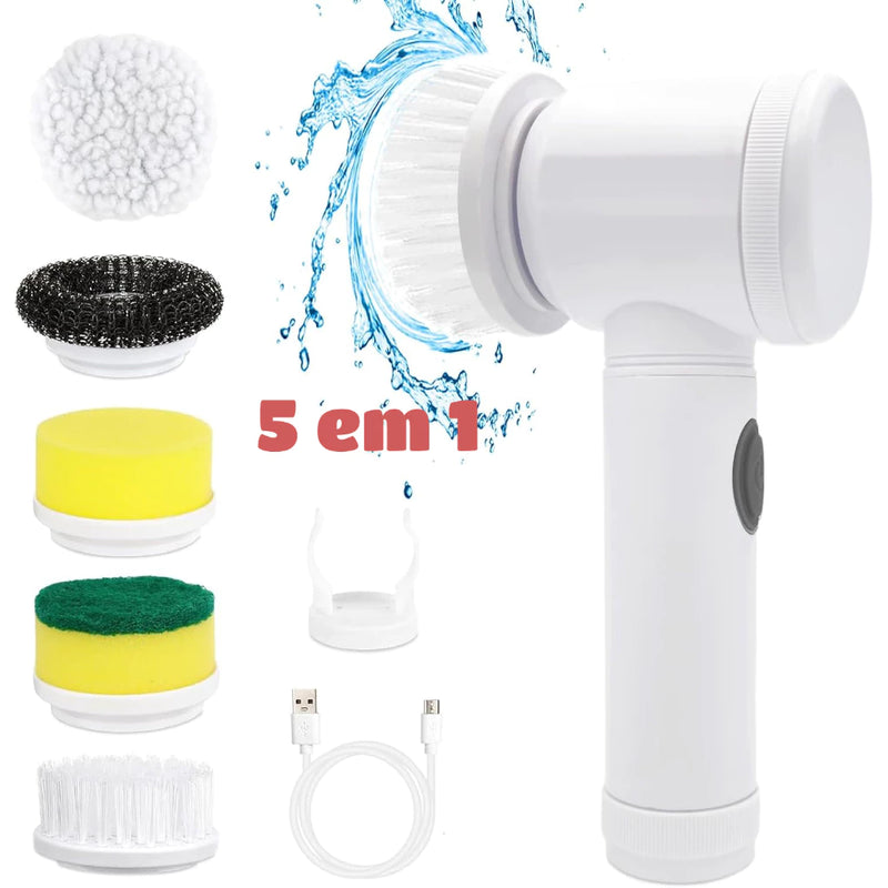 Escova Elétrica de Limpeza Giratória 5 em 1