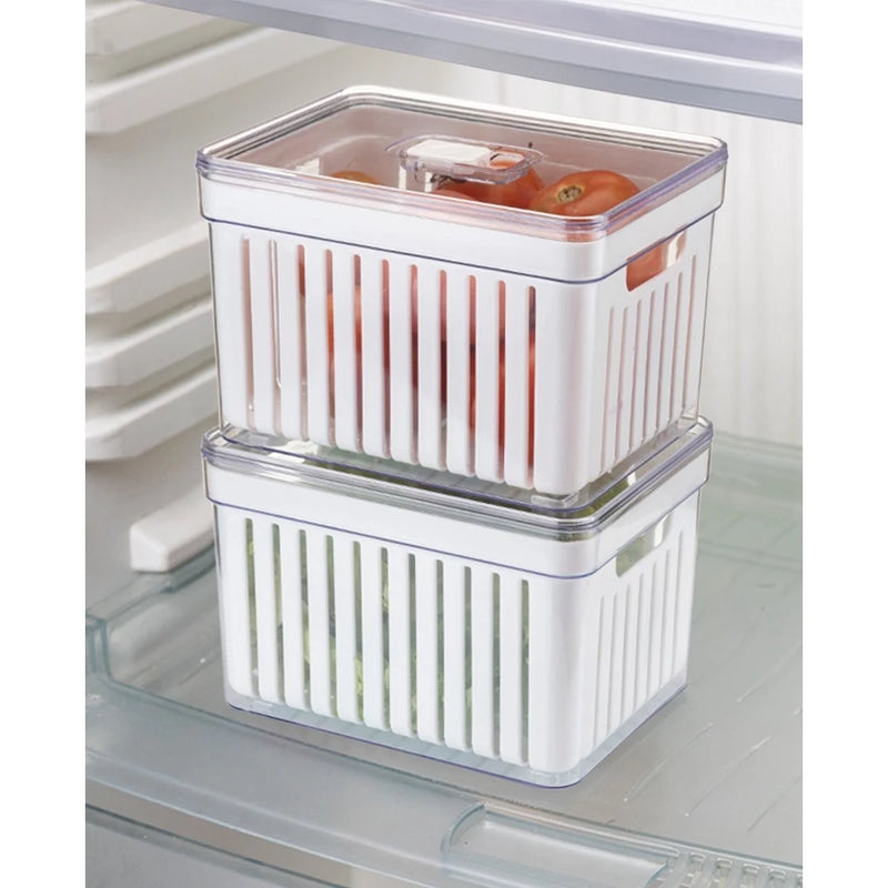 Organizador de Geladeira com Tampa e Cesto (Kit 4 Unidades)