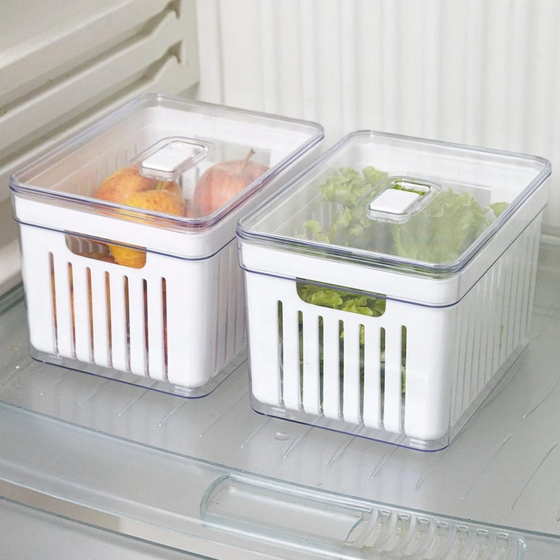 Organizador de Geladeira com Tampa e Cesto (Kit 4 Unidades)