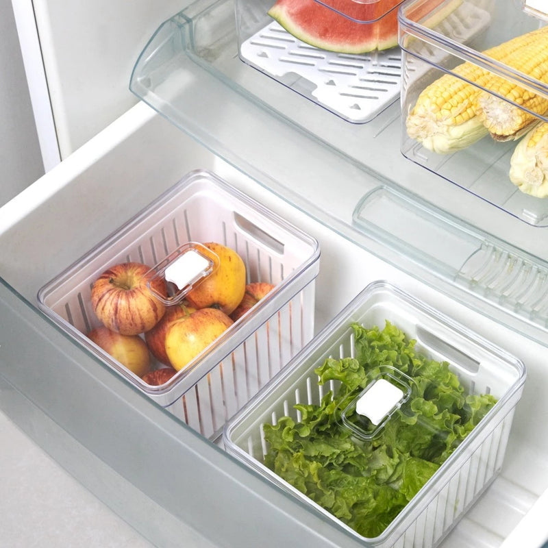 Organizador de Geladeira com Tampa e Cesto (Kit 4 Unidades)