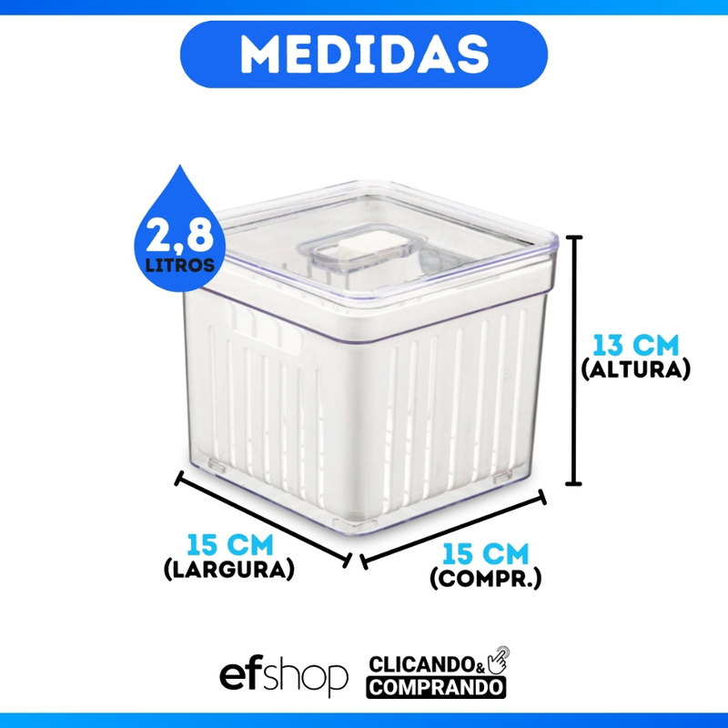 Kit 4 Organizador de Geladeira 3,8 Litros Cesto ou 2,8 Com Tampa Multiuso Alimento Verdura e Vegetal