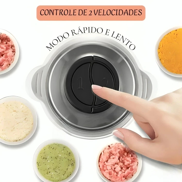 Picador De Alimentos 2L 3L Moedor Elétrico Triturador Potente Carne Legumes Temperos Inox 110v/220v