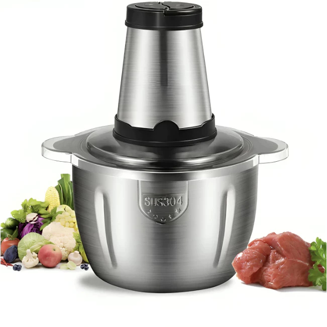 Picador De Alimentos 2L 3L Moedor Elétrico Triturador Potente Carne Legumes Temperos Inox 110v/220v