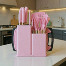 Kit Utensílios Cozinha 19 Peças Silicone com Madeira