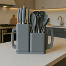 Kit Utensílios Cozinha 19 Peças Silicone com Madeira